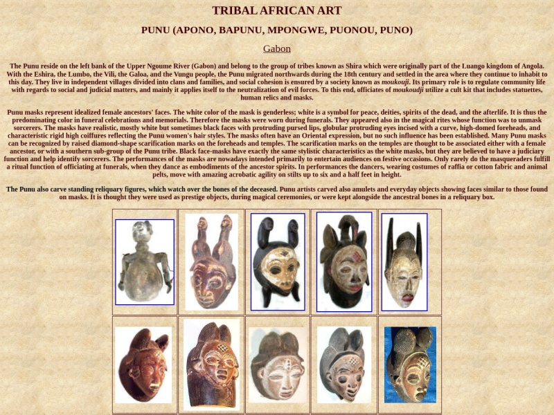 Masks of the Punu Tribe