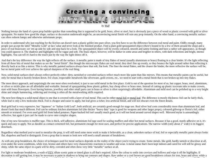 Creating a convincing metallic surface by Wulf